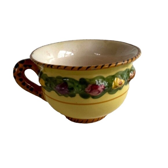 Vtg BITOSSI Italy Della Robbia Coffee Set Cups Saucers Sugar Hand Painted Yellow - Picture 7 of 16